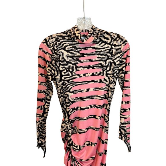 Maisie Wilen Yeezy Designer Pink Mini Dress NWOT Stretch Bodycon - Size M - Picture 12 of 14